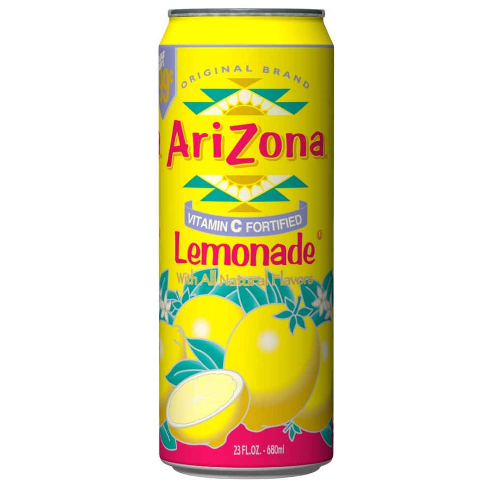 Arizona Lemonade Fruit Juice Cocktail er en karbonert, forfriskende drikke med sitronsmak og hint av andre fruktjuicer. Det gir en søt og sommerlig smaksopplevelse.