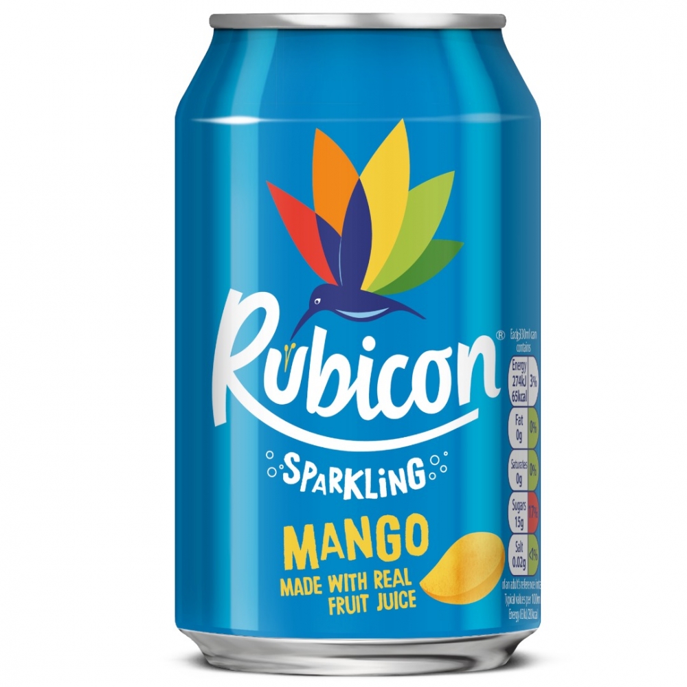 Rubicon Sparkling Mango er en kullsyreholdig drikke med en forfriskende smak av mango