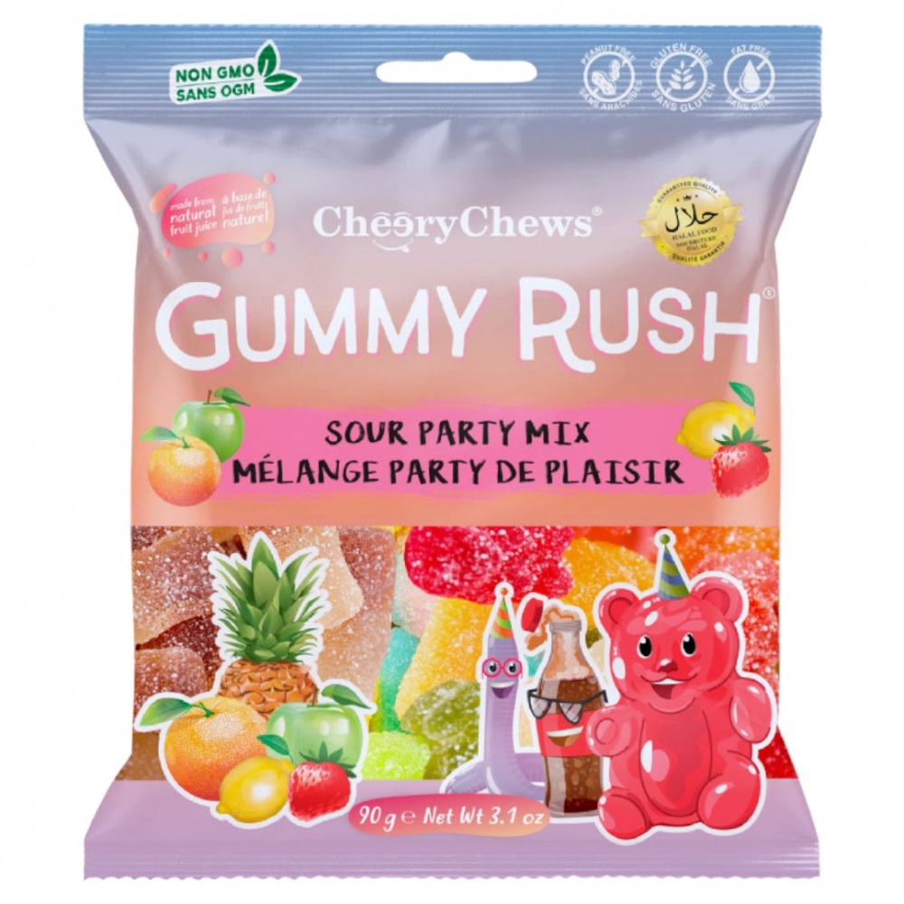 Opplev en eksplosjon av sur og søt smak med Gummy Rush Sour Party - den perfekte godbiten for enhver som elsker litt spenning i hver bit.