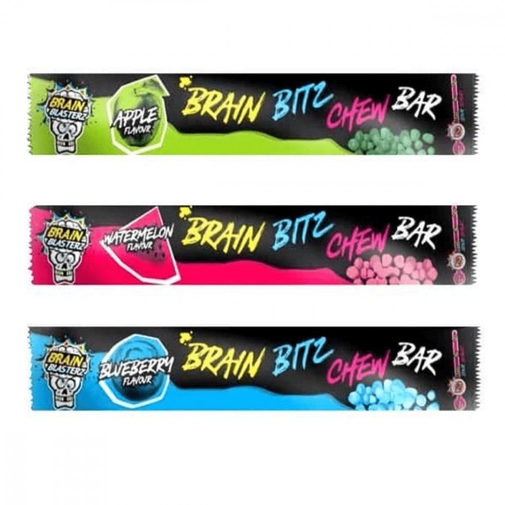 Opplev en smakseksplosjon med Brain Blasterz Chew Bar – en enkel, deilig tyggeglede med tre herlige smaker: eple, vannmelon og blåbær, som vil gi deg en intens smaksopplevelse!