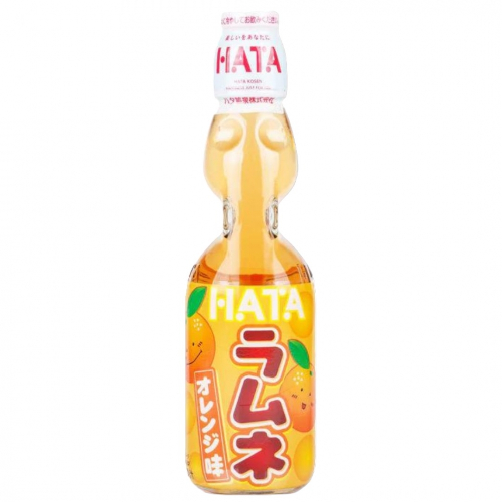 Opplev friskhet med Hata Ramune Orange, en forfriskende brus med en unik åpningsmetode. 