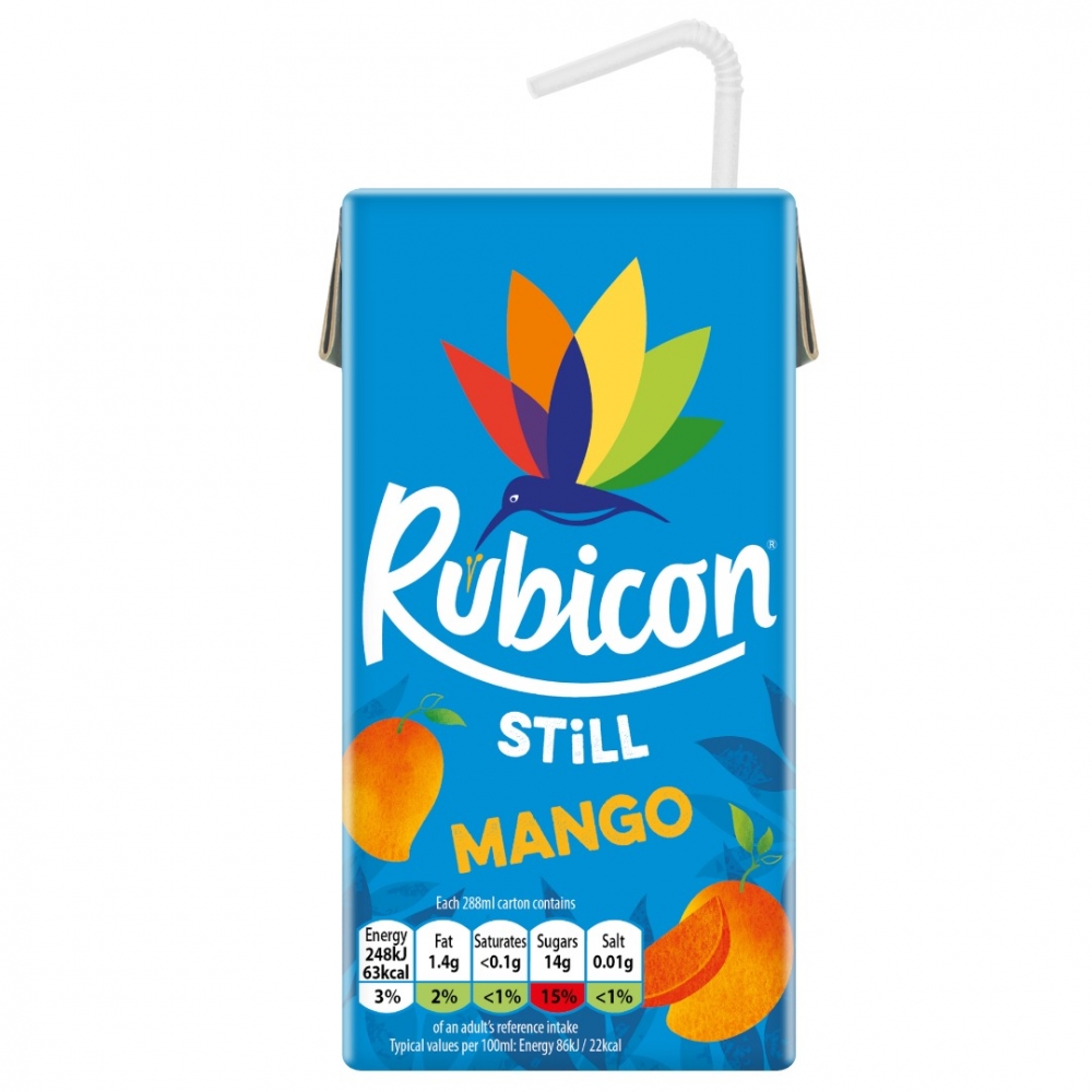 Opplev den herlige smaken av saftig mango med Rubicon – den perfekte tørsteslukker i praktisk størrelse.