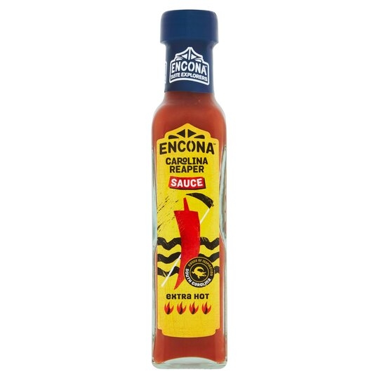 Sausen fra Encona inneholder Carolina Reaper, en av verdens sterkeste chili, og tilbyr en ekstremt brennende smaksopplevelse