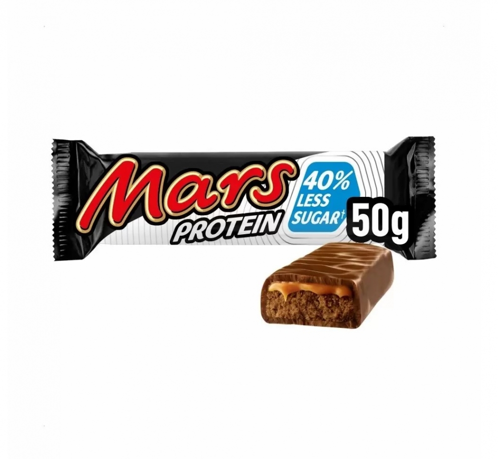 Med disse Mars-proteinbarene kan du nyte den uimotståelige sjokoladeyttersiden og karamell- og nugatmidten av en Mars-bar uten skyldfølelse, med 40% mindre sukker og 365% mer protein per 200g enn en standard Mars-bar.