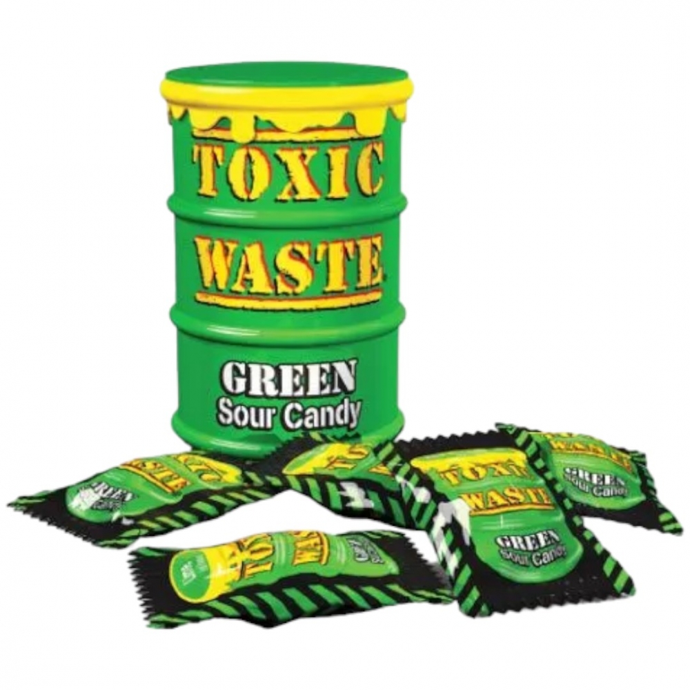 Oppdag den intense surheten i Toxic Waste Green Drum – en smakfull godbit som tar deg med på en syrlig reise utenom det vanlige!