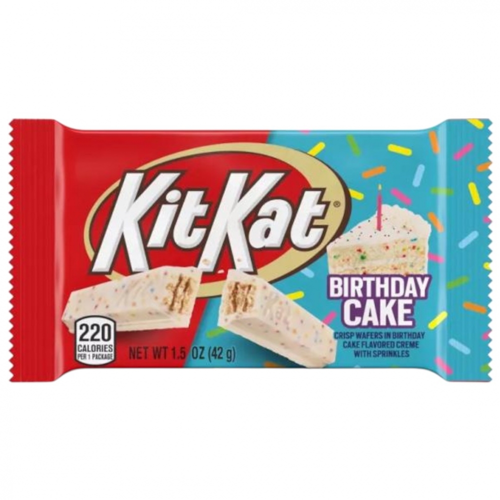 KitKat Birthday Cake er den perfekte godbiten for enhver bursdagsfeiring, med sin herlige blanding av vaniljekakesmak, sprø kjeks og deilig melkesjokolade. Det er den ideelle måten å feire med venner og familie når noen har bursdag!