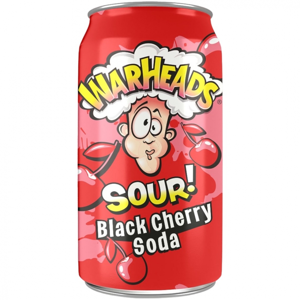 Warheads Black Cherry 355ml er en brus som tar deg med på en smaksreise med intens svart kirsebærsmak. Den kombinerer sødme med et hint av surhet, som er en signatur smak av Warheads. 